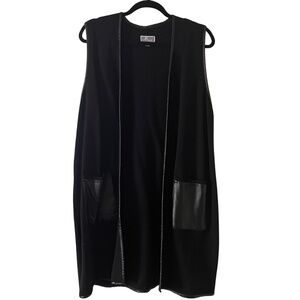 JM COLLECTION Plus Size Sweater Vest with Faux Leather Pockets Sz 1X